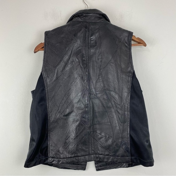 Leather & Soul size Large Women’s Black Patchwork Leather Zip Vest - Picture 5 of 6